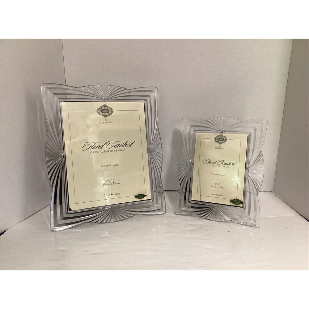 Shannon Crystal by godinger 24% lead Crystal photo frame set of 2 8”x10”, 5”x7”